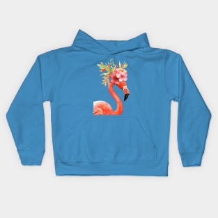 Flamingo Floral Crown Kids Hoodie